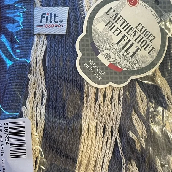 FILT Blue and White Stripe French Market Woven Tote Bag - One Size - NEW - Picture 3 of 5